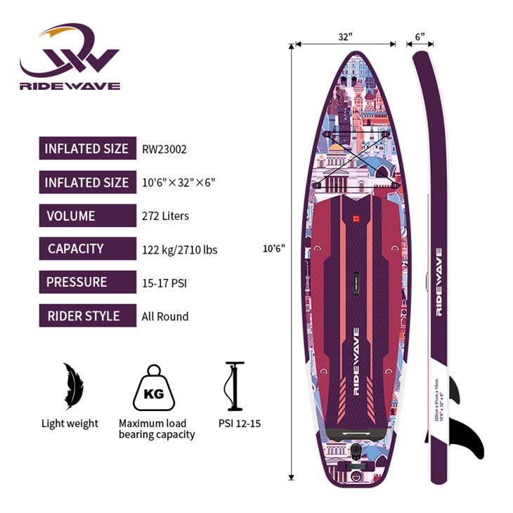 inflatable pink paddle board